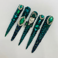 Green elf long pointed Nails【S44-1218】