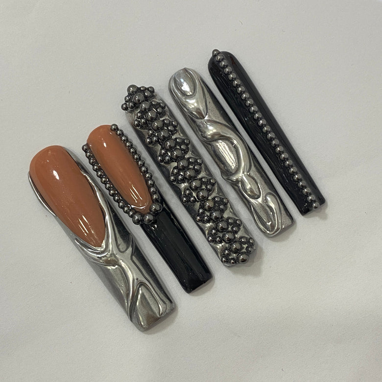 Dazzling Black diamond Nails【H44-1193】