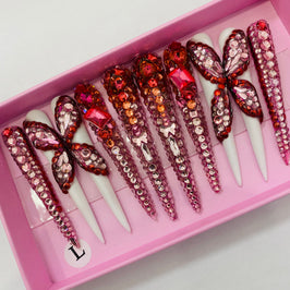 red butterfly Nails【new4523】