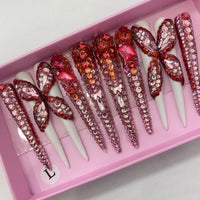 red butterfly Nails【new4523】