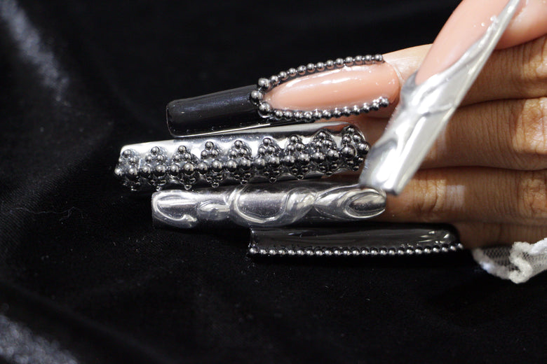 Dazzling Black diamond Nails【H44-1193】