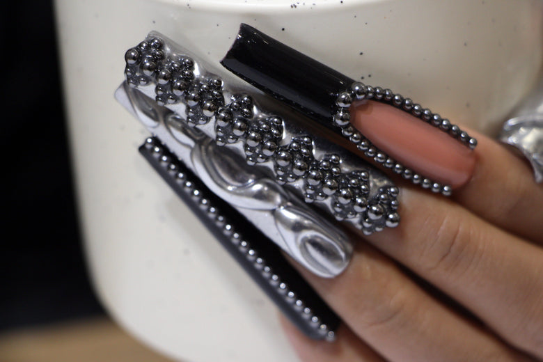 Dazzling Black diamond Nails【H44-1193】