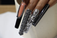 Dazzling Black diamond Nails【H44-1193】