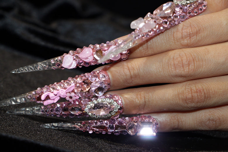 Exclusive pink diamond Nails【S44-1202】