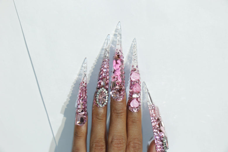 Exclusive pink diamond Nails【S44-1202】