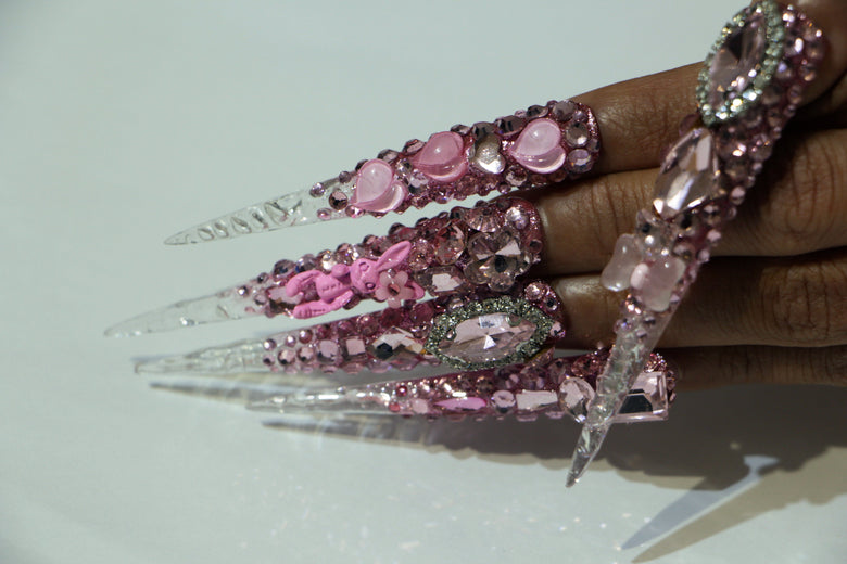 Exclusive pink diamond Nails【S44-1202】