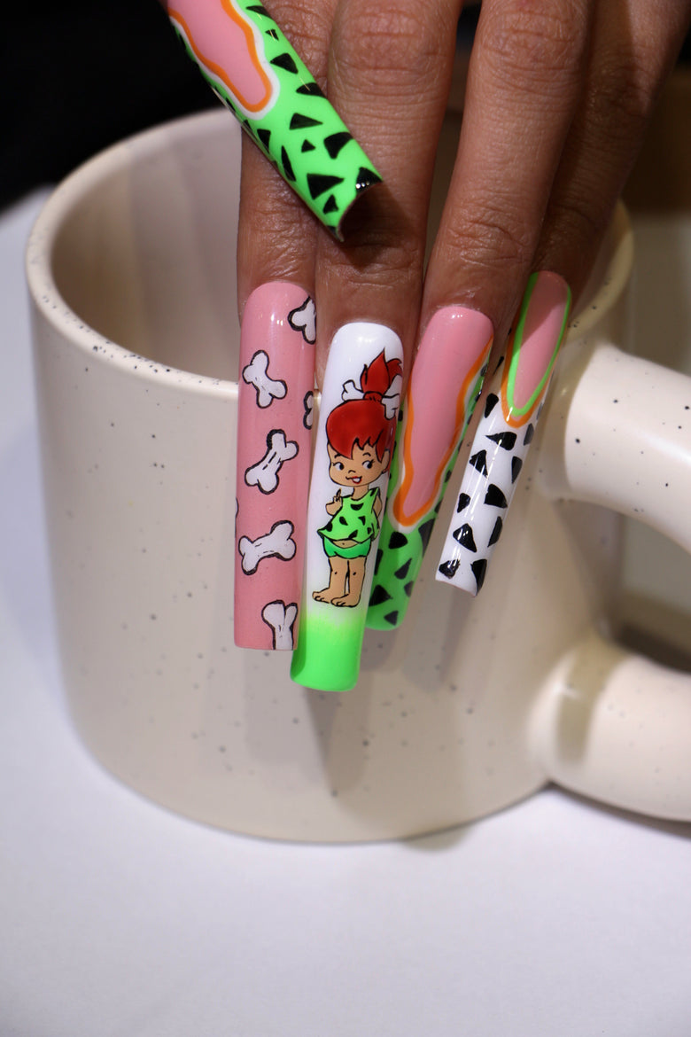 Flintstone hand drawn cartoon Nails【H43-1119】