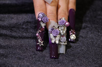 Purple rose carved Nails【H43-1126】
