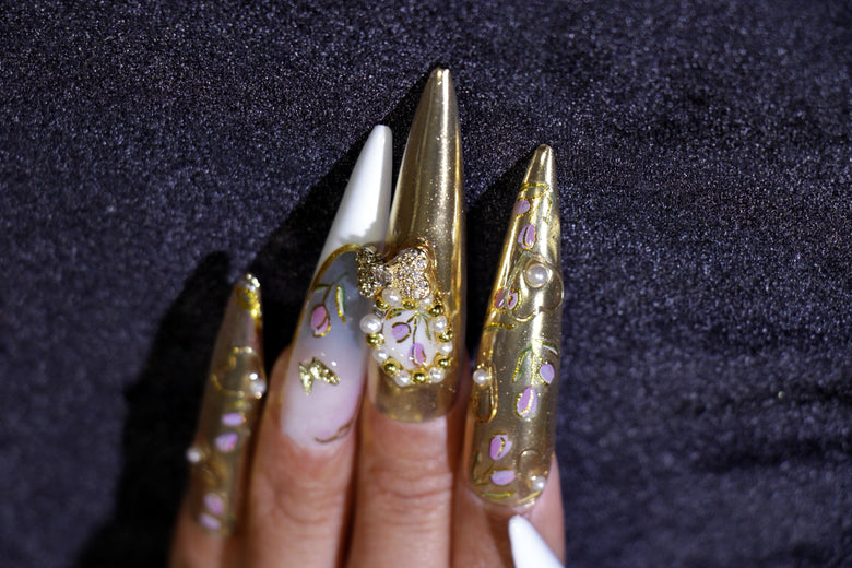 Tulip butterfly manicure【S43-1136】