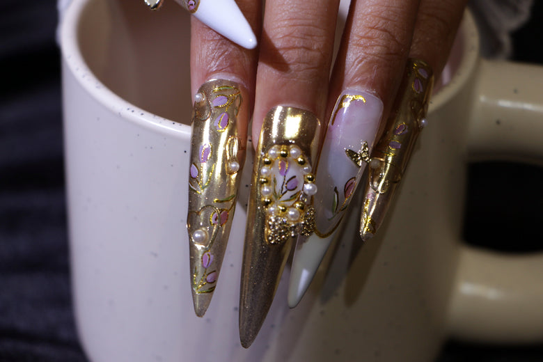 Tulip butterfly manicure【S43-1136】