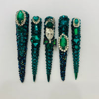 Green elf long pointed Nails【S44-1218】