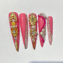 pink pearl Nails【S43-1131】